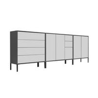 Sideboard Mailand Anthrazit/Weiß B: 263,5cm - Anthrazit/Weiß, MODERN, Holzwerkstoff (263,5/86/33cm) - MID.YOU
