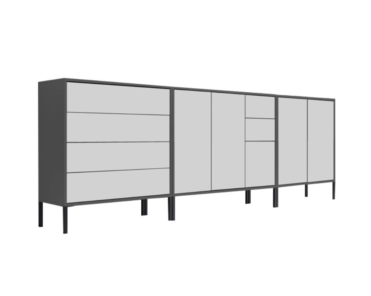 Sideboard Mailand Anthrazit/weiß B: 263,5cm