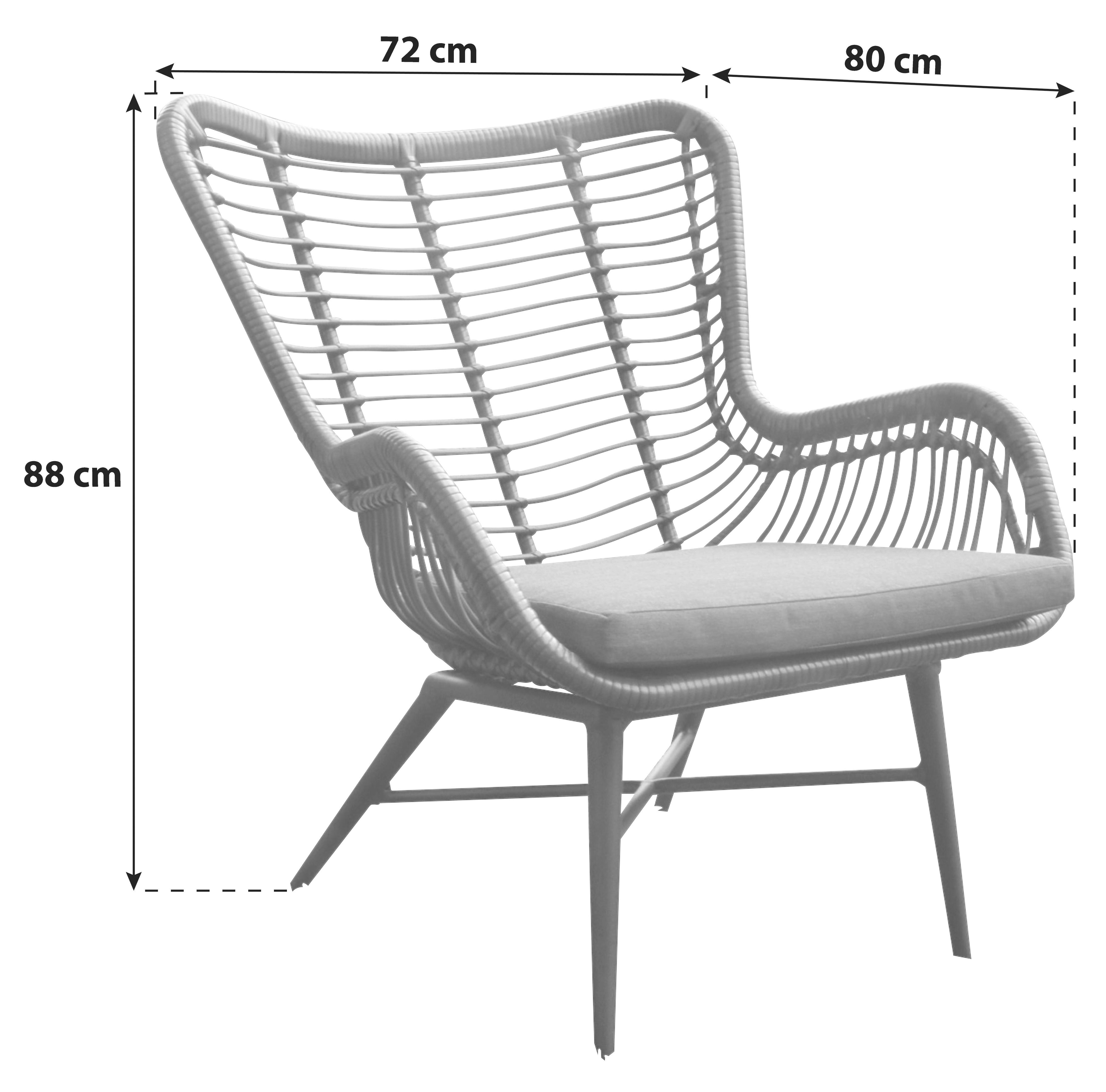 Armlehnstuhl Chili Schwarz Geflecht Mit Sitzkissen - Schwarz, Basics, Metall (72/88/80cm)