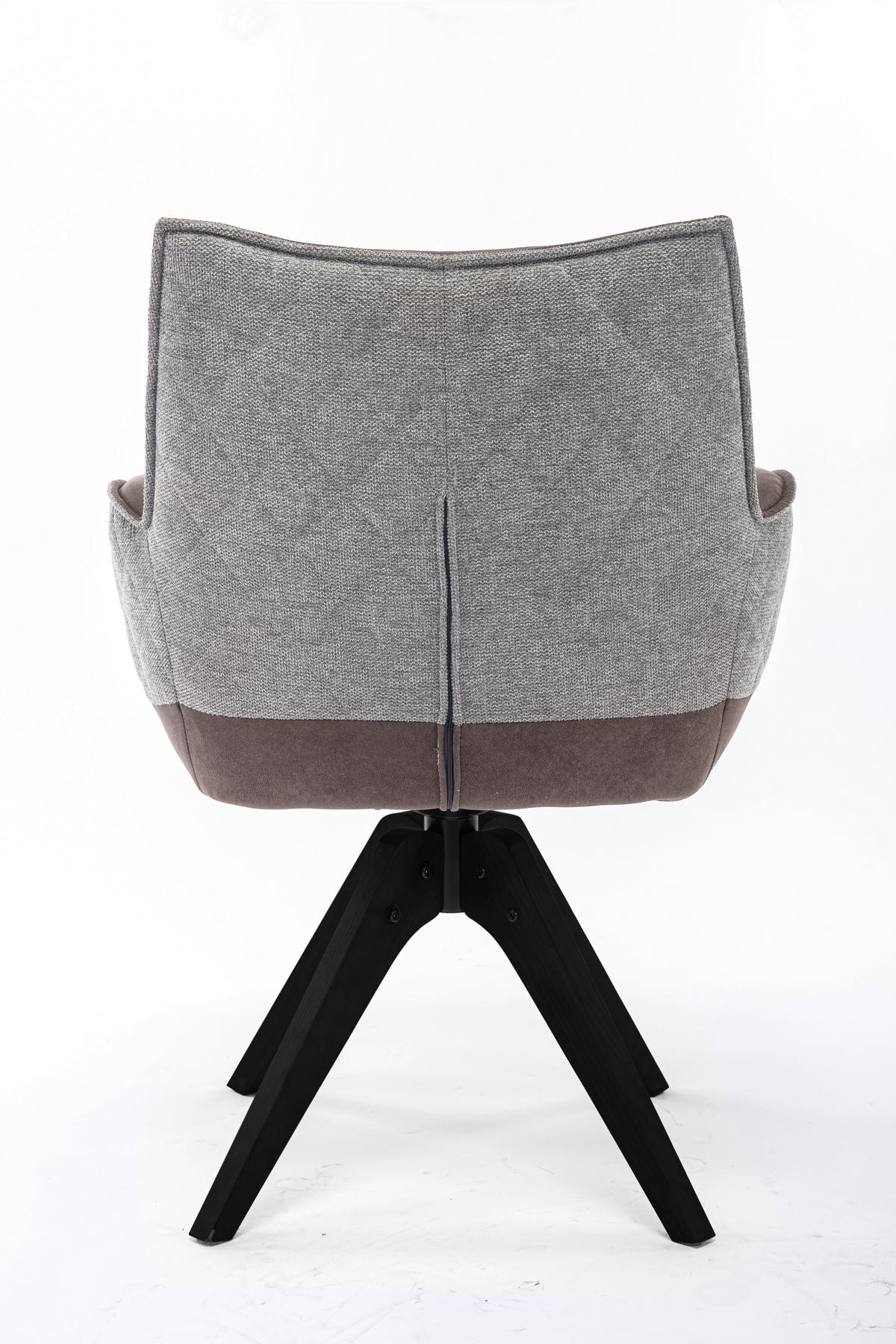 Stuhl Fulton Braun, Grau Beine Schwarz, B: 62 cm - Schwarz/Braun, Design, Holz/Textil (62/85/64cm) - Stylife