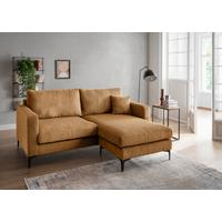 Ecksofa Eliza Goldfarben S: 204x153 cm - Goldfarben/Schwarz, Basics, Textil (204/153cm) - Livetastic