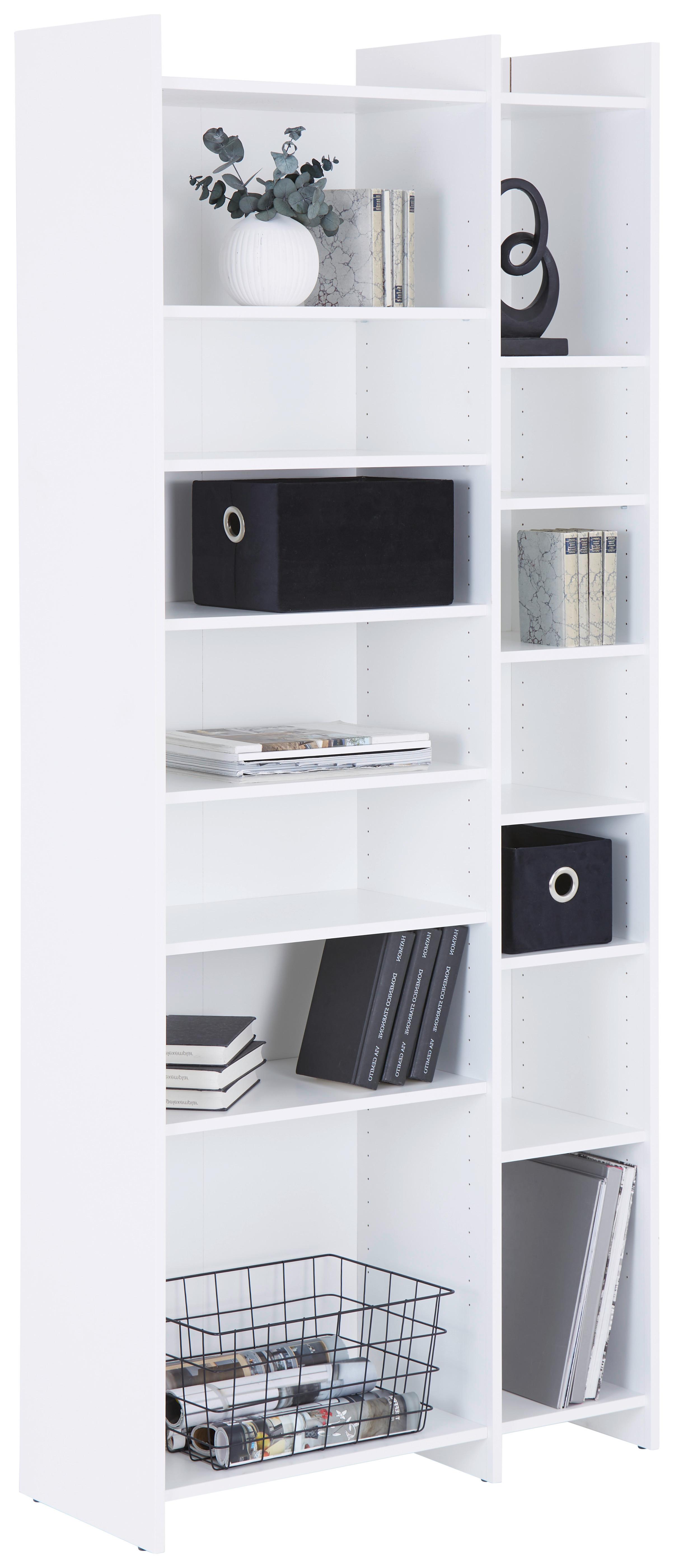 Regal Lenny B: 80cm Weiß LENNY PR 23083-REG/191/80 - Schwarz/Weiß, MODERN, Holzwerkstoff (80/191/31,8cm)