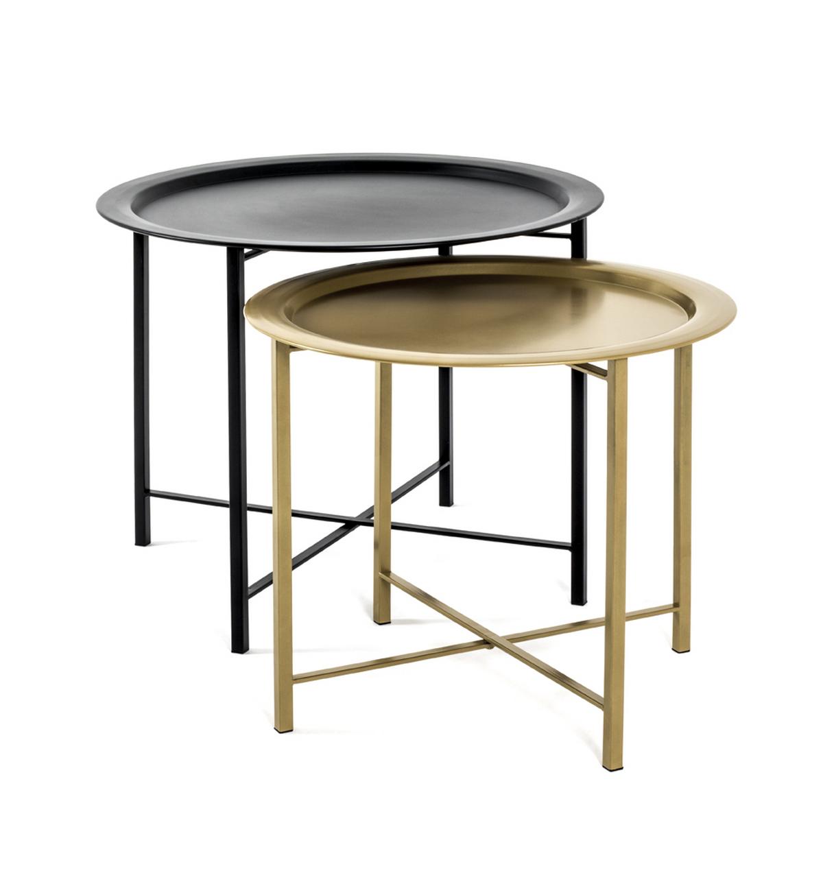 Satztisch 2-Teiliges Set Sydney Schwarz/Goldfarben - Goldfarben/Schwarz, Basics, Metall (44/49/52/62cm)