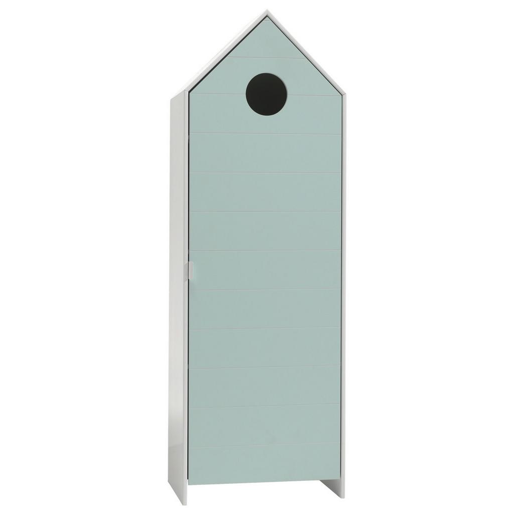 Kinderkleiderschrank Hausform B: 57,6 cm Casami Weiß/Mint