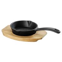 Pánev servírovací Gourmet - černá/přírodní barvy, Konvenční, kov/dřevo (22,5/14/4,5cm) - Mömax