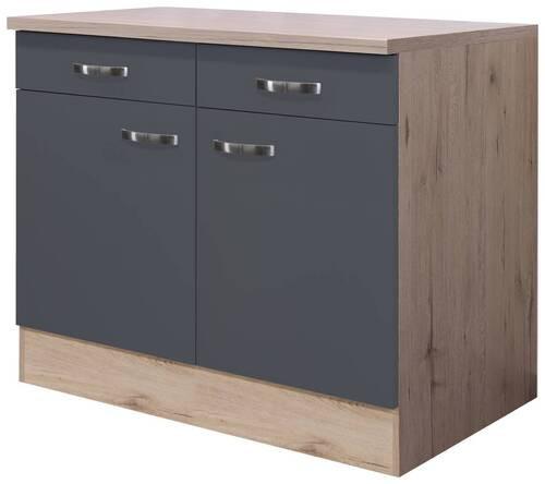 Spodná kuchynská skrinka SHADOW US100 sivá - dub San Remo/farba ušľachtilej ocele, Modern, kov/kompozitné drevo (100/85/60cm)