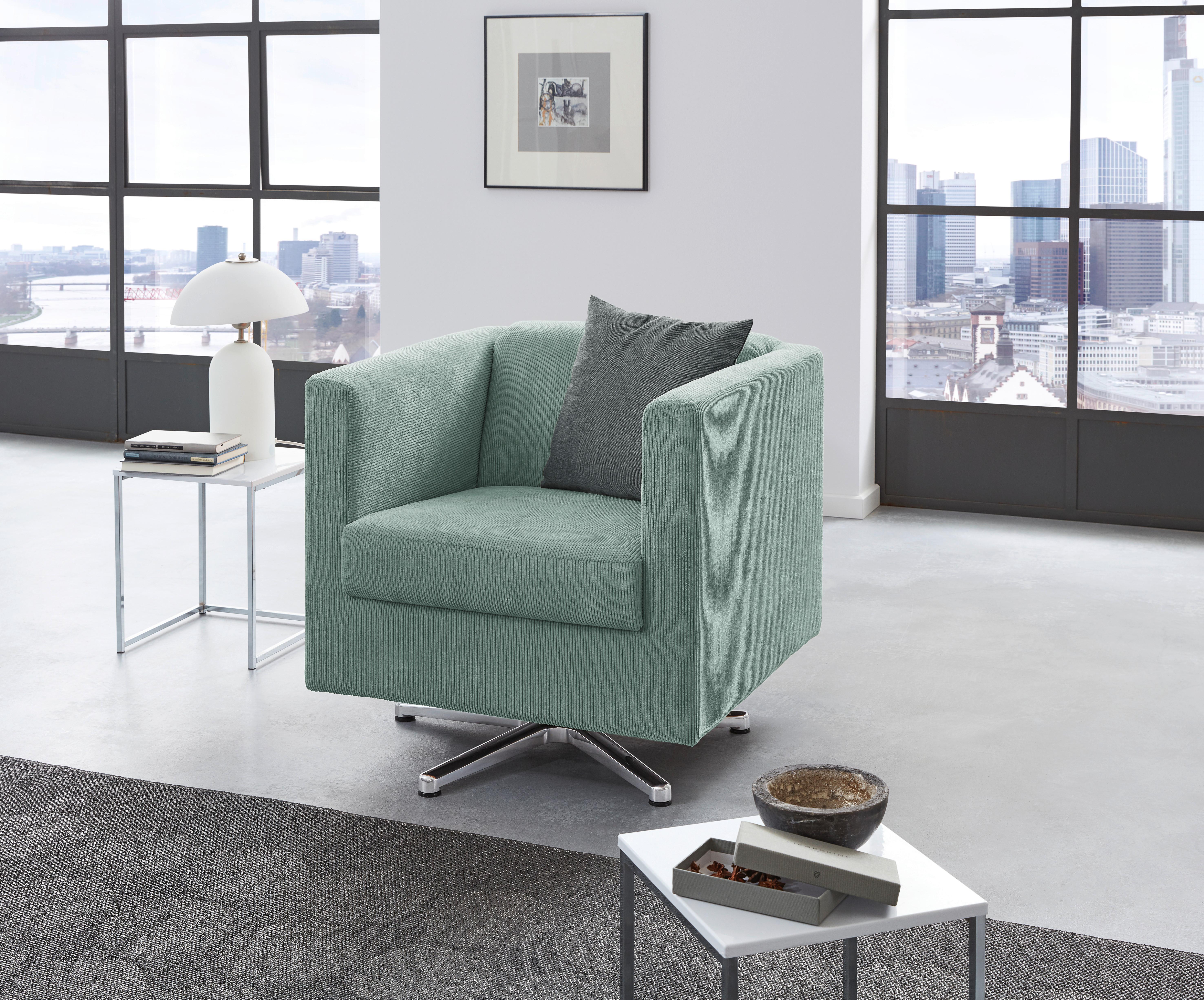 Designsessel Looks I - Türkis/Chromfarben, Design, Textil (72/71/75cm) - LOOKS by W.Joop