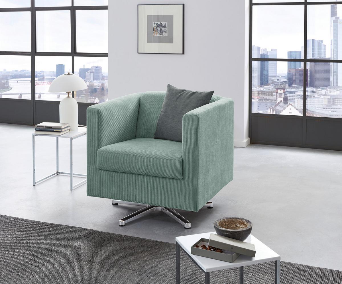 Designsessel Looks I - Türkis/Chromfarben, Design, Textil (72/71/75cm) - LOOKS by W.Joop