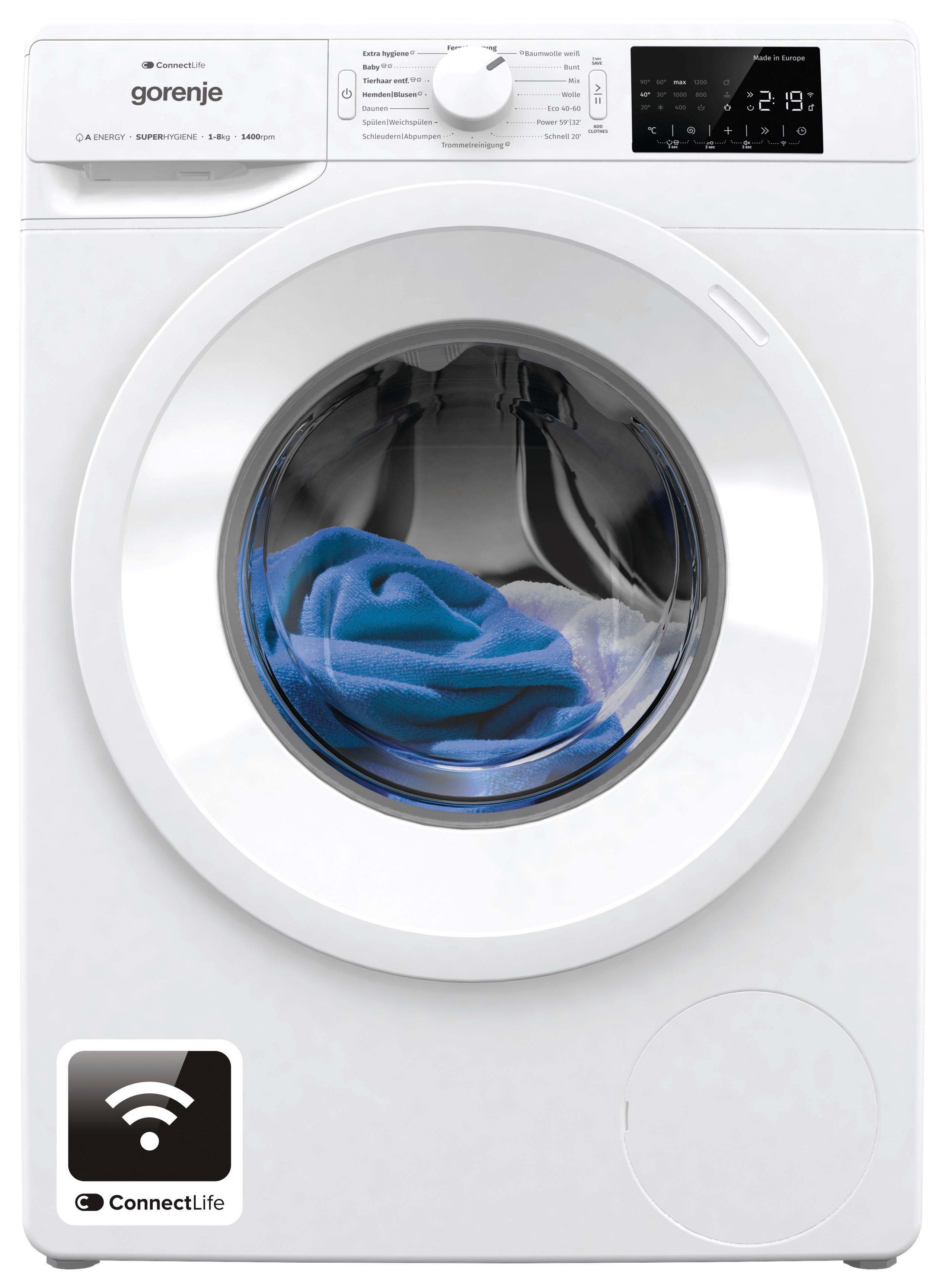 Waschmaschine Wpnei84a1dts - Weiß, Basics, Glas/Kunststoff (60/85/54,5cm) - Gorenje