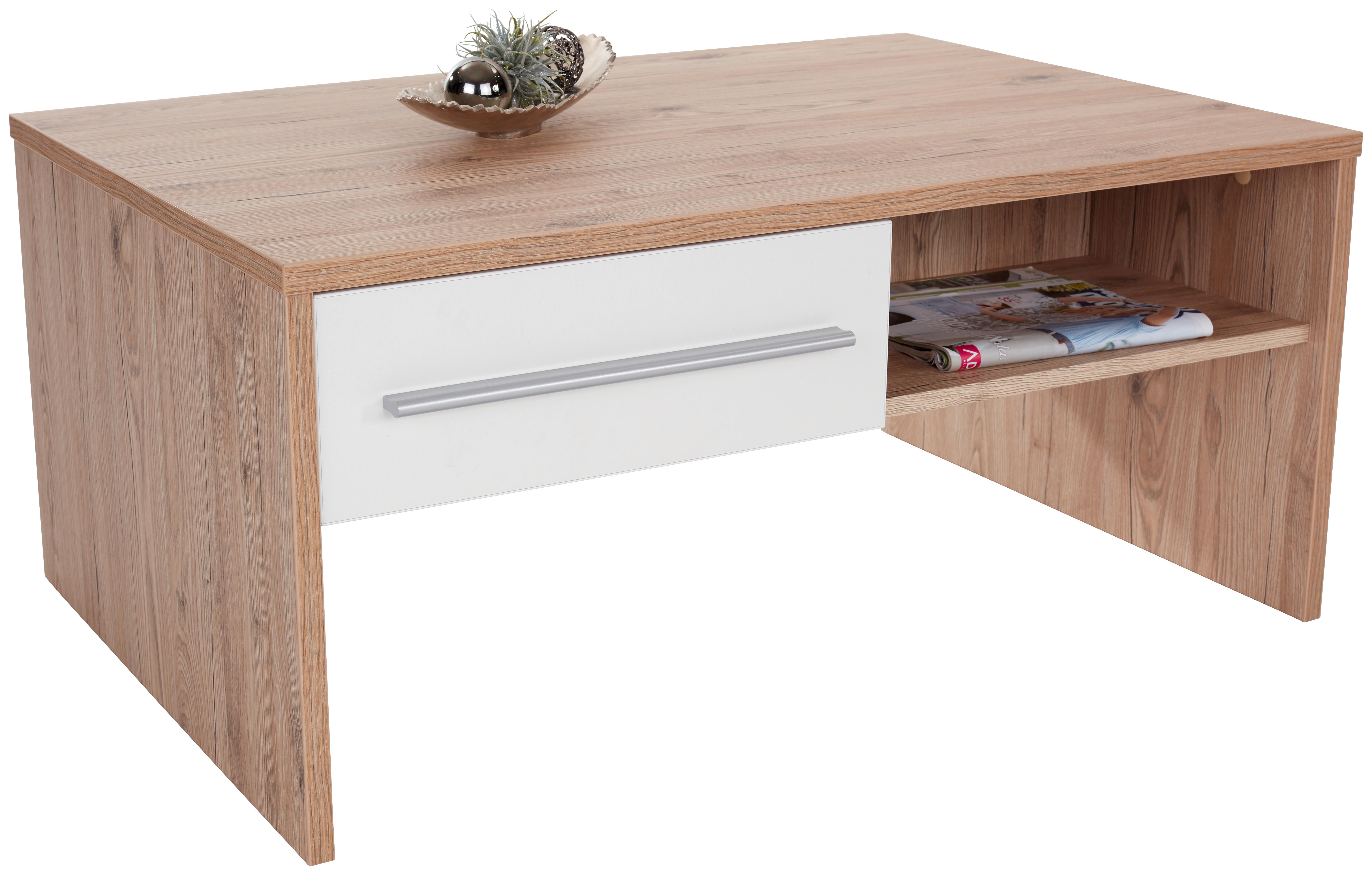 Couchtisch Mit Stauraum Melbourne, Eiche Dekor/weiß - Eichefarben/Weiß, MODERN, Holzwerkstoff (105/45/60cm)