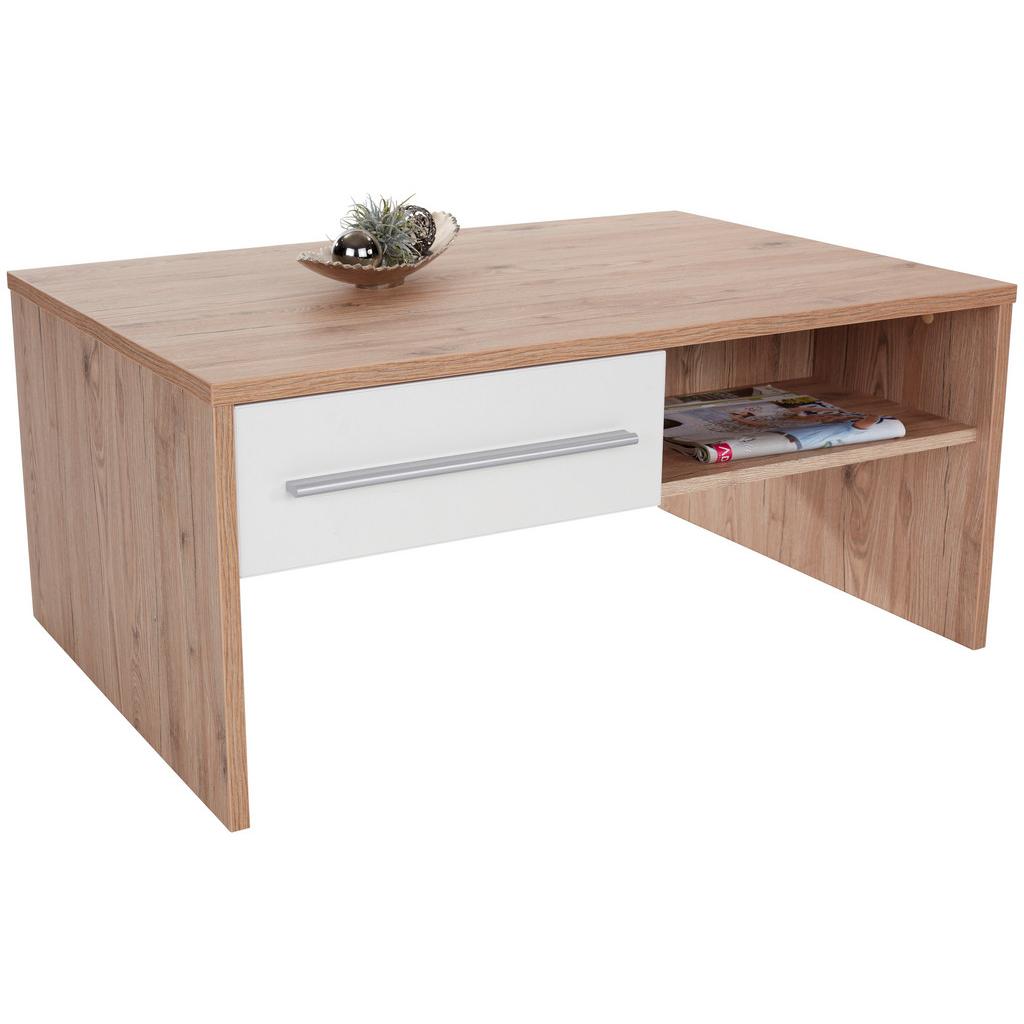 Couchtisch Mit Stauraum Melbourne, Eiche Dekor/weiß