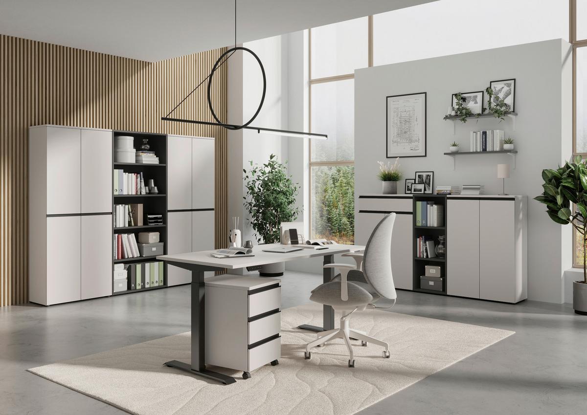 Aktenschrank Bedano Graphitfarben B: 81cm - Kaschmir/Graphitfarben, MODERN, Holzwerkstoff (81/197/40cm) - Germania