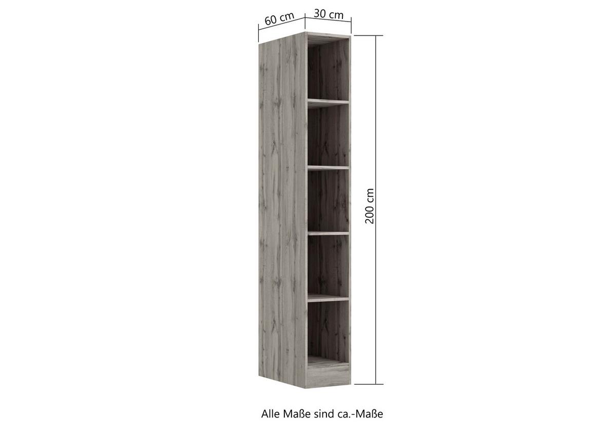 Regal Meran B: 30 cm Eiche Dekor - Eiche Wotan, LIFESTYLE, Holzwerkstoff (30/200/60cm) - Held