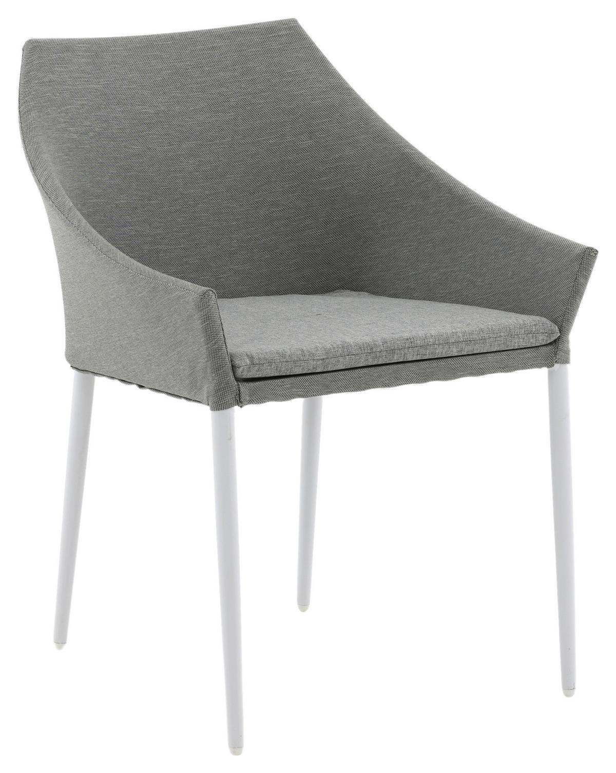 Gartensessel-Set 2-Tlg. Spoga Metall/Textil - Weiß/Grau, KONVENTIONELL, Textil/Metall (60/81/62cm) - Gardenson