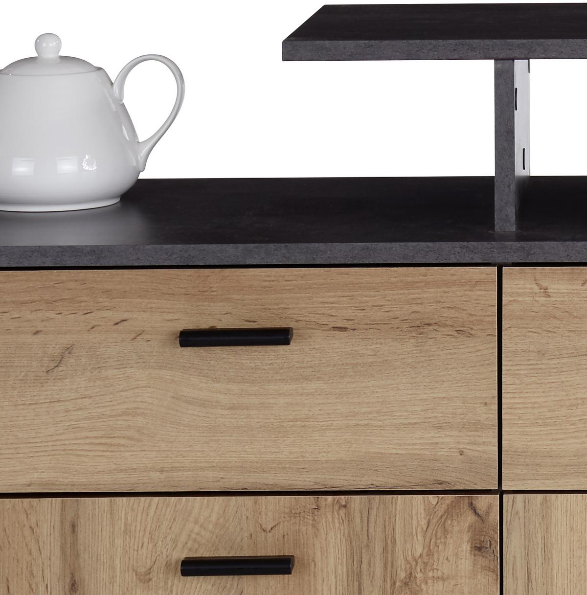 Komód Tom 190/105 Cm - tölgyfa/szürke, Modern, fa (190/105/40cm)