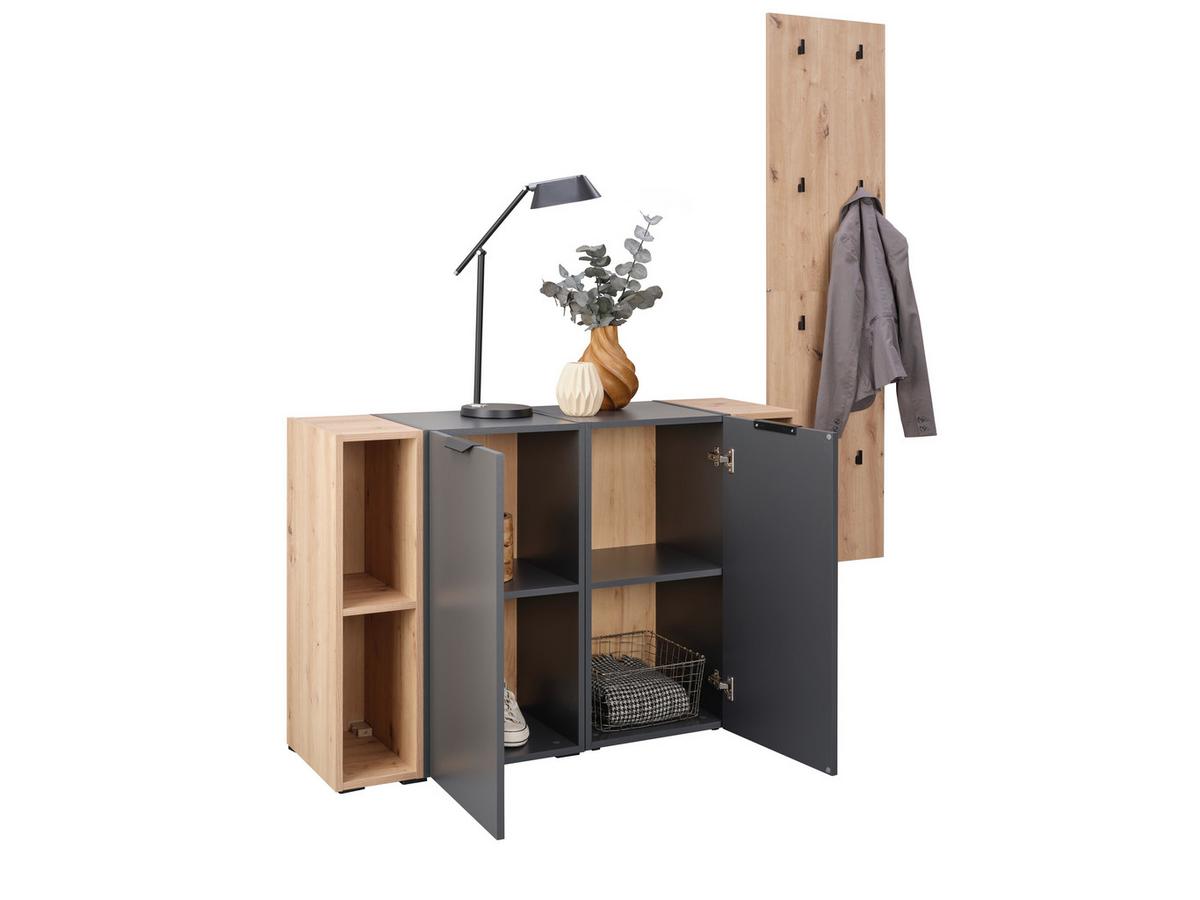 Garderobe Ciao Anthrazit/Eiche Dekor 3--Teilig - Anthrazit/Eiche Artisan, MODERN, Holzwerkstoff (80/181/37,9cm)