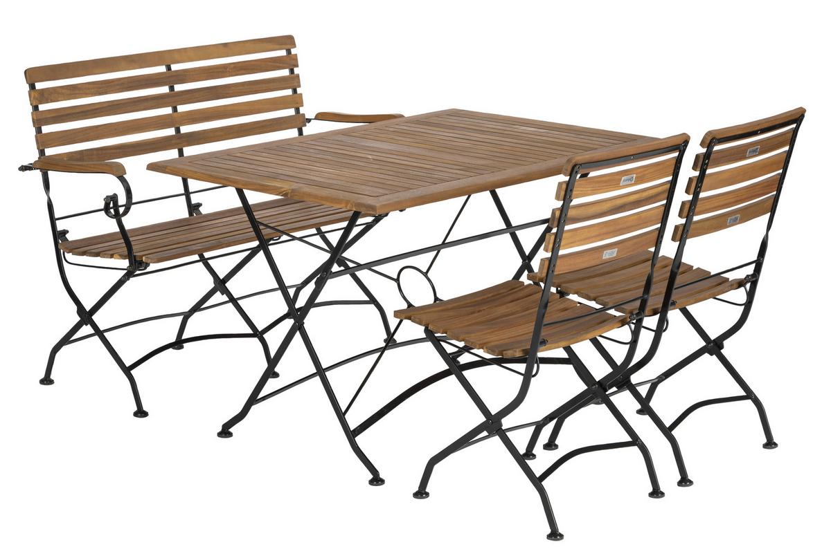 Gartengarnitur 4-Tlg. Lindau Akazienholz/Metall - Anthrazit/Akaziefarben, Basics, Holz/Metall (120/75/80cm) - Gardenson