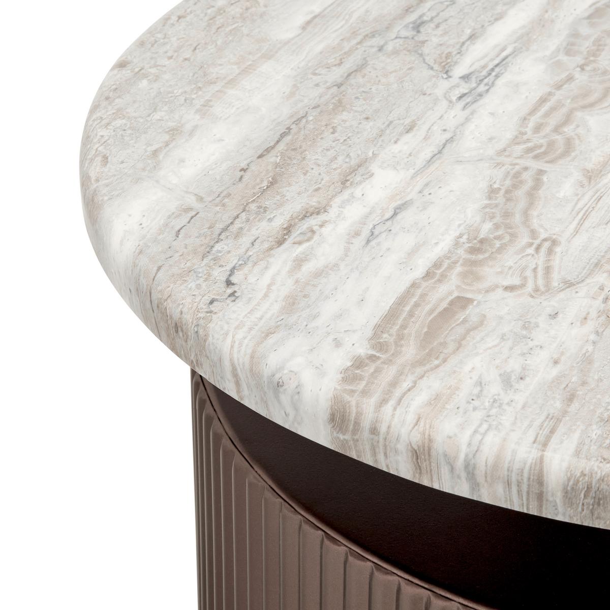 KONFERENČNÝ STOLÍK SOLCO -TREND- - bronzová/prírodná farba, Lifestyle, kov/kompozitné drevo (46/41cm) - Premium Living