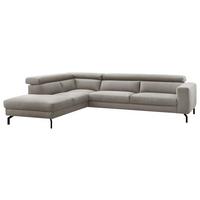 Ecksofa California Silberfarben - Silberfarben/Schwarz, MODERN, Textil (233/305cm) - Trendmanufaktur