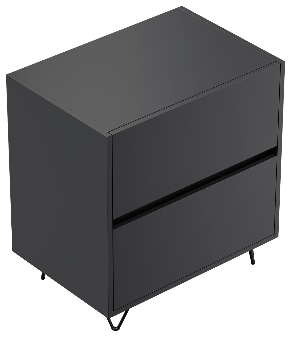 Nachttisch Industrial Graphitfarben B: 61,2cm - Schwarz/Graphitfarben, Basics, Holzwerkstoff/Metall (61,2/65/42cm) - MID.YOU