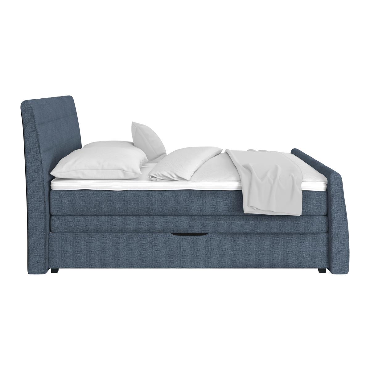 Boxspringbett Libra - Schwarz/Dunkelblau, KONVENTIONELL, Textil (160/200cm)