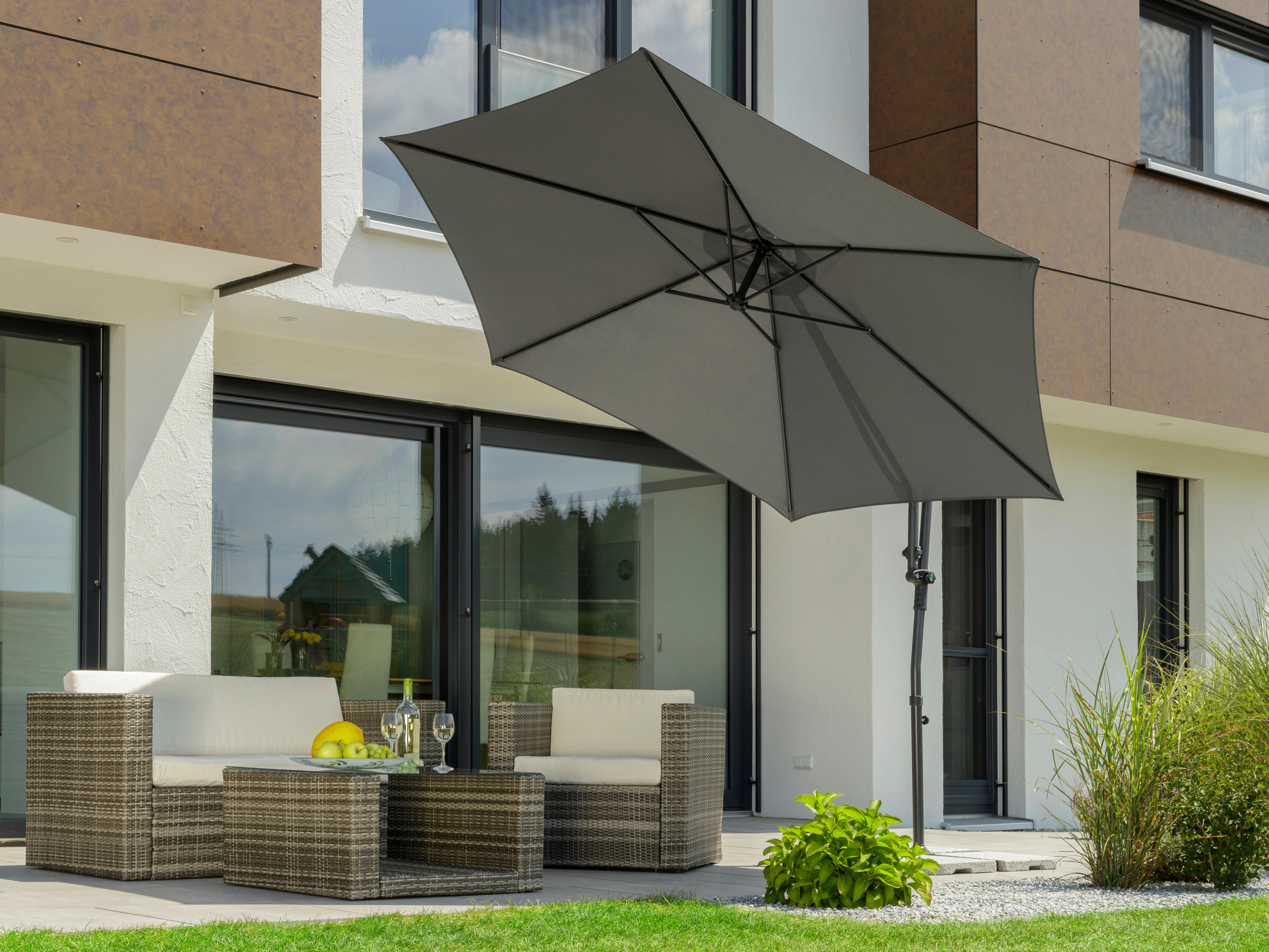 Ampelschirm Genua BxHxT: 278x263x300 cm Anthrazit - Anthrazit, Basics, Textil/Metall (278/263/300cm) - Schneider