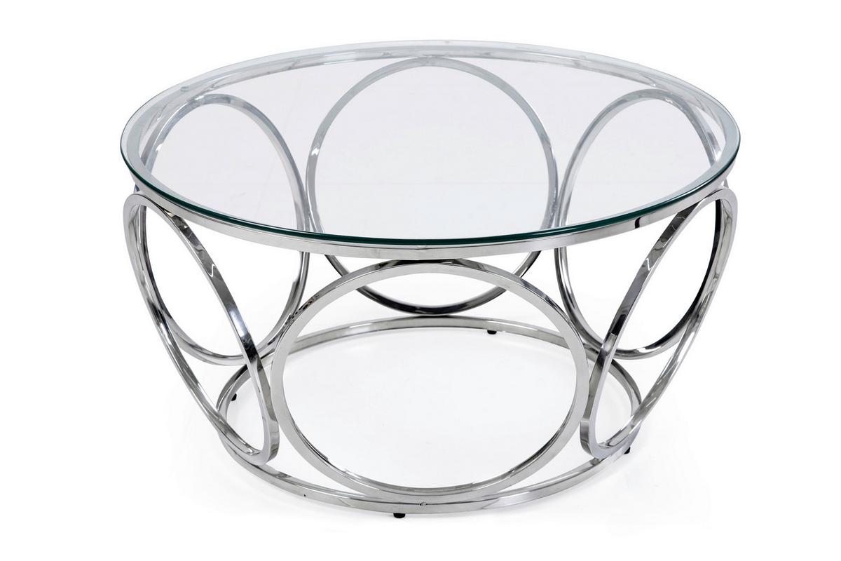 Couchtisch Silberfarben D: 80 Cm - Klar/Silberfarben, Design, Glas/Metall (80/80/40cm) - Livetastic