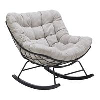 Houpací křeslo CLOUD, krémová žinylka, max. 140 kg - černá/krémová, Moderní, kov/dřevo (96/88/103cm) - Mömax