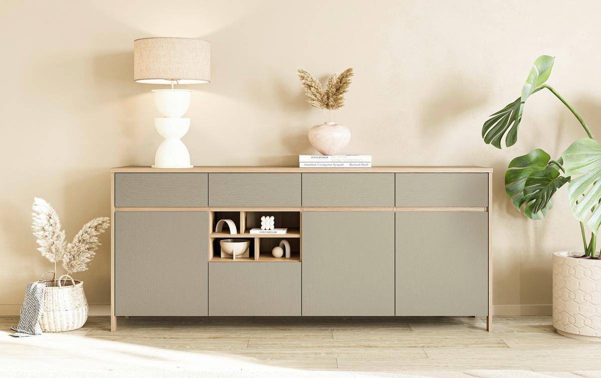 Sideboard Stranda Eukalyptus/Holzfarben - Eichefarben/Eukalyptusholzfarben, Design, Holzwerkstoff (193/85/39cm) - MID.YOU