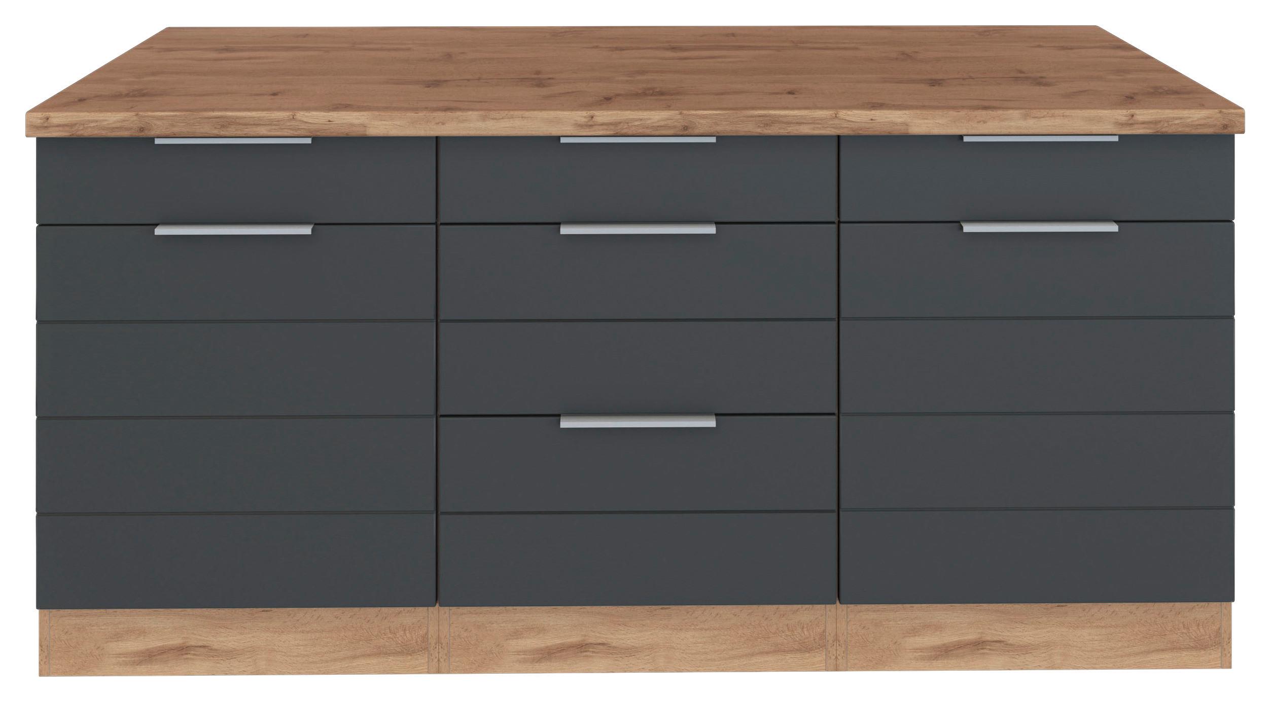 Küchenunterschrank Florenz B: 180 cm Grau/Eichefarben - Eiche Wotan/Grau, Design, Holzwerkstoff (180/86/60cm) - Held
