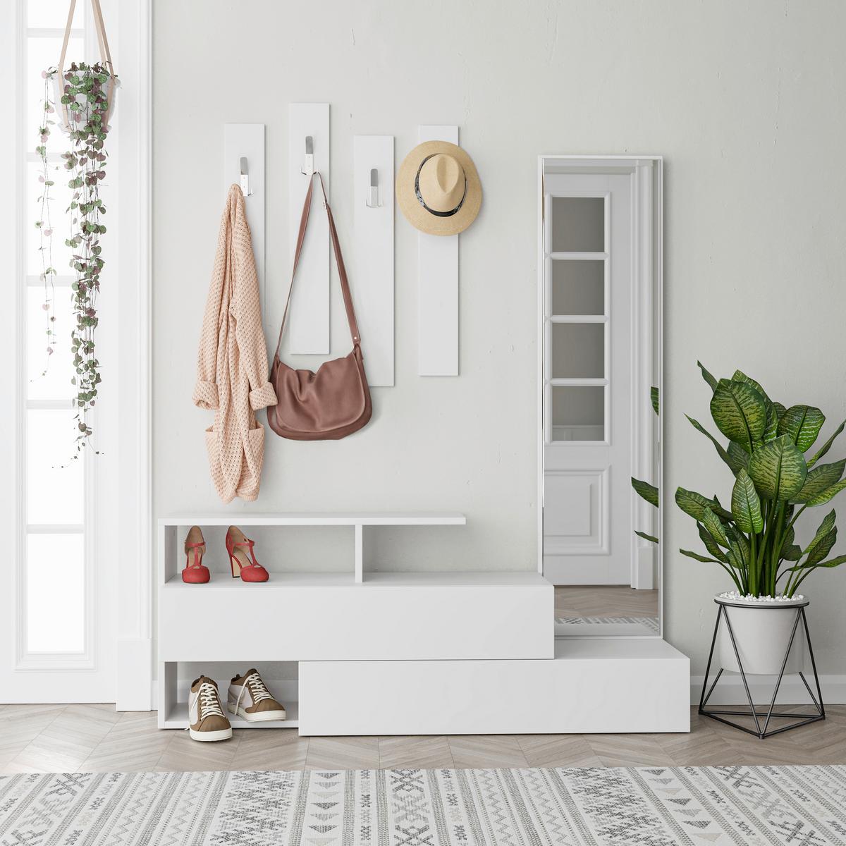 Kleiderständer Ramda, Weiß B: 137 cm - Weiß, Design, Holzwerkstoff (137/154/35cm) - Livetastic