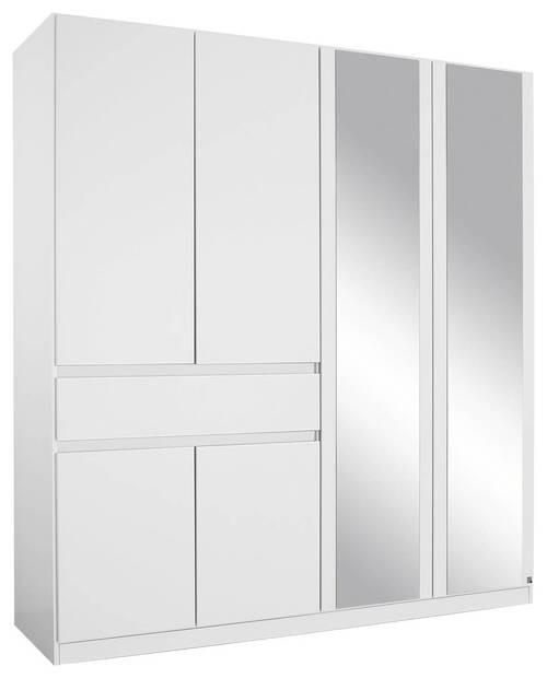 Skirňa s otočnými dverami biela/zrkadlo 181cm - biela, Design, kompozitné drevo/sklo (181/197/54cm) - Rauch Möbel