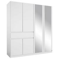 Skirňa s otočnými dverami biela/zrkadlo 181cm - biela, Design, kompozitné drevo/sklo (181/197/54cm) - Rauch Möbel