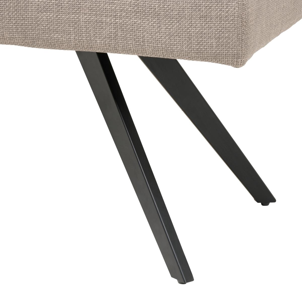 Eckbank Andros Hellgrau, S: 190x150cm - Hellgrau/Schwarz, KONVENTIONELL, Textil/Metall (190/150cm) - MID.YOU