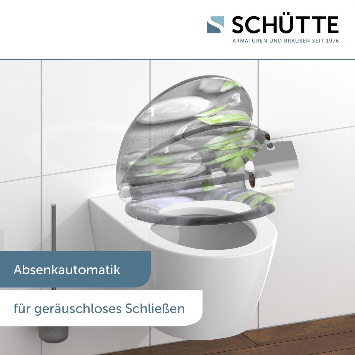 WC-Sitz Grau/Grün Naturmotiv B: 45 cm - Grau/Grün, Design, Kunststoff (45/5,5/37,5cm) - Schütte