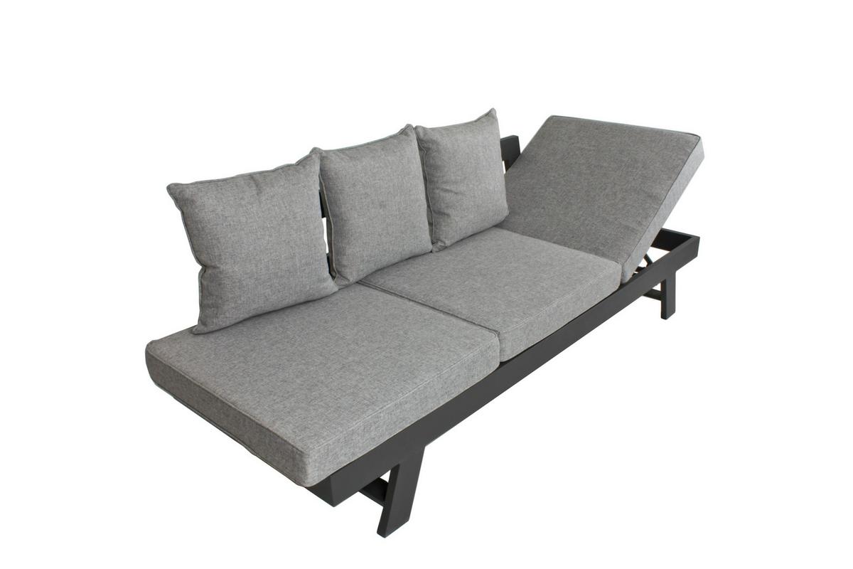 Loungegarnitur Donna - Schwarz/Grau, Basics, Kunststoff/Textil (216/70/74cm) - Gardenson