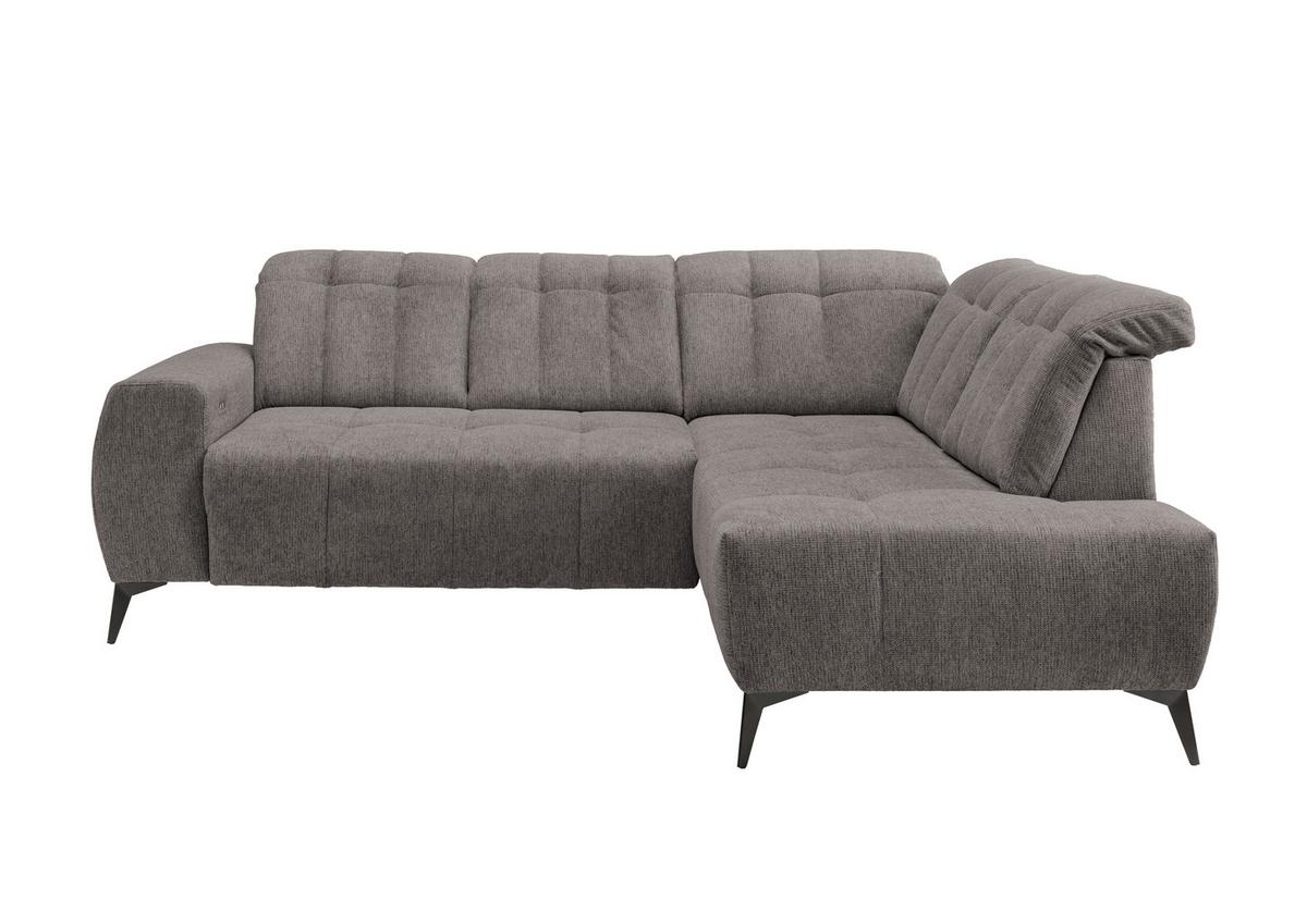 Ecksofa mit USB Anschluss Sano, Graubraun, S: 261x200 cm - Graubraun/Schwarz, MODERN, Textil (261/200cm) - Livetastic