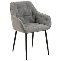Armlehnstuhl Brooke Grau gepolstert - Schwarz/Grau, MODERN, Textil/Metall (58/83/55cm) - MID.YOU