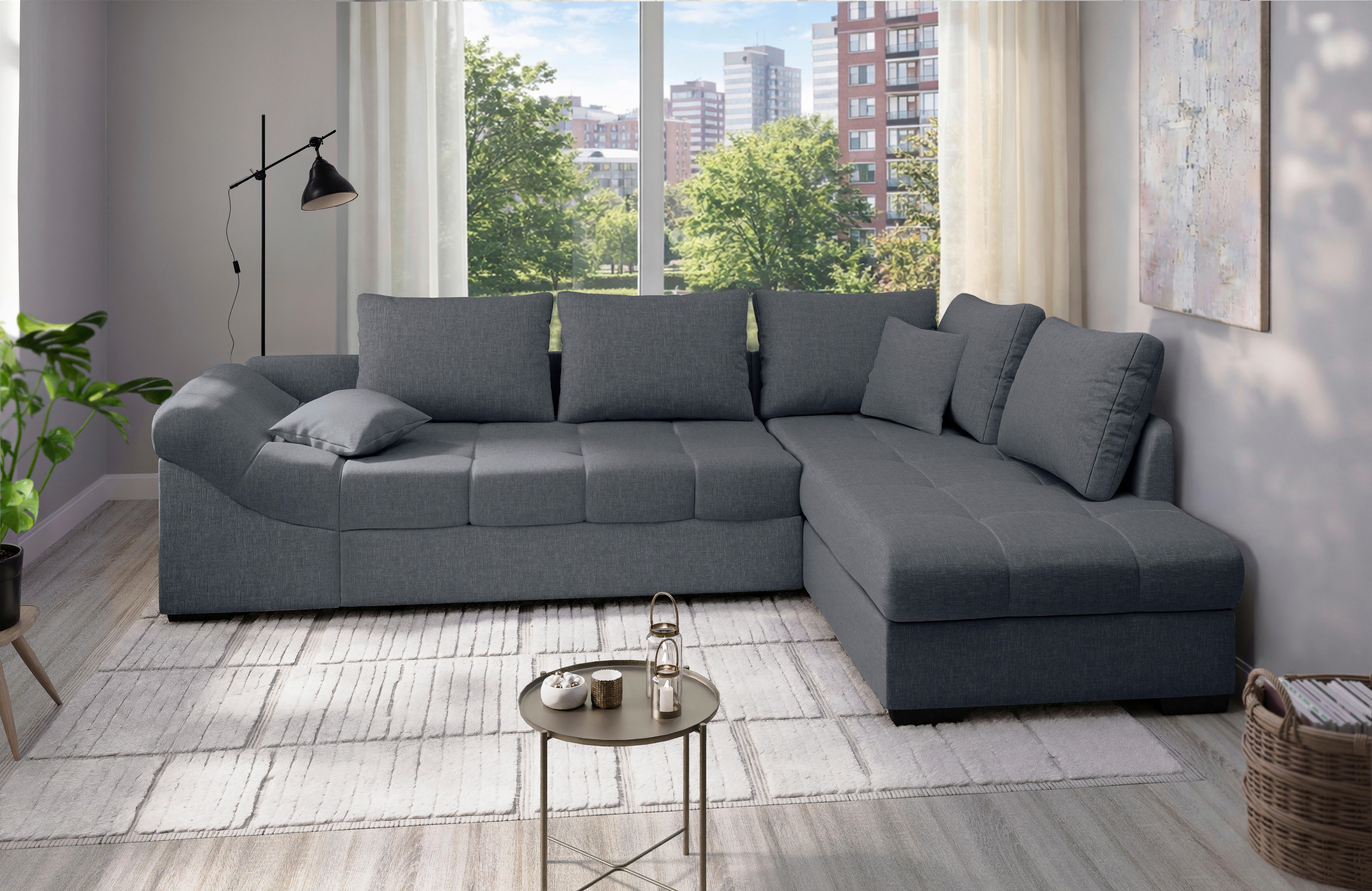 Eckschlafsofa Alvito Anthrazit S: 298x202 cm - Anthrazit/Schwarz, MODERN, Textil (298/202cm) - MID.YOU