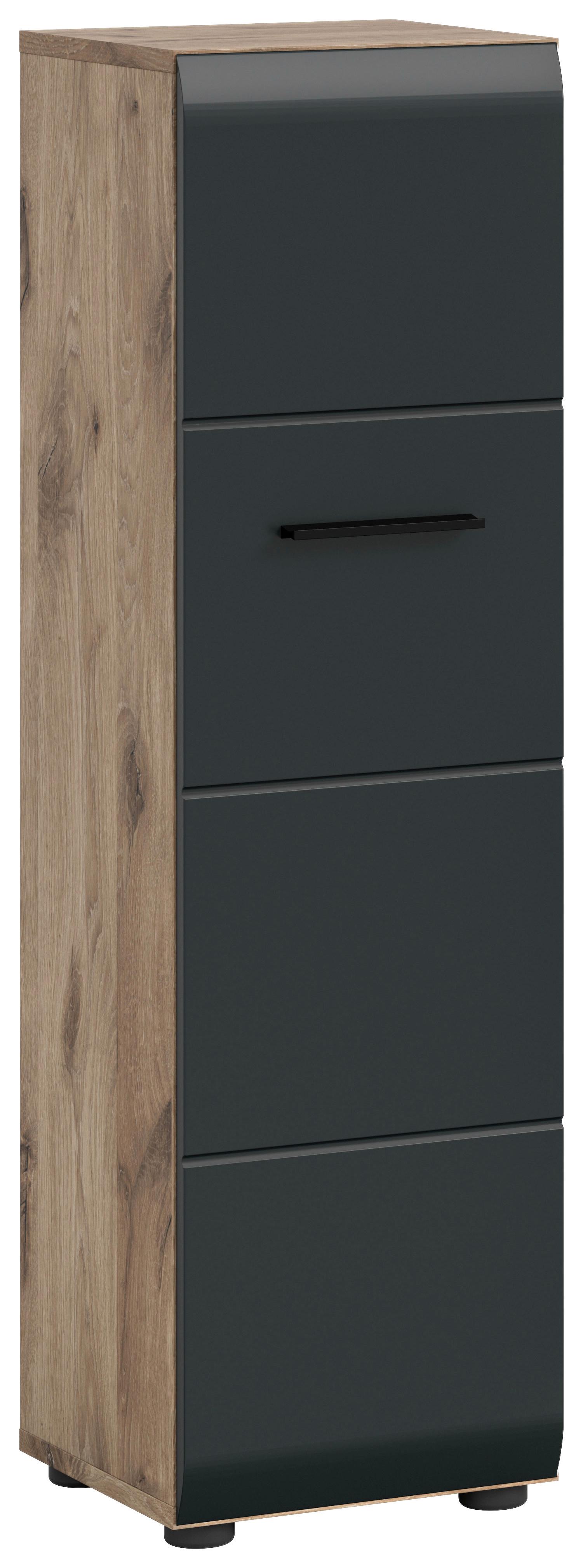 Midischrank Ice Schwarz/Eiche Dekor B: 30cm - Eiche dunkel/Schwarz, Basics, Holzwerkstoff (30/106/30cm) - MID.YOU