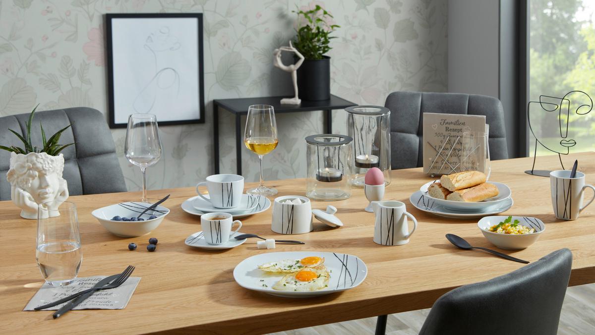 Kombiservice Fortunata - Schwarz/Weiß, Basics, Keramik - Luca Bessoni