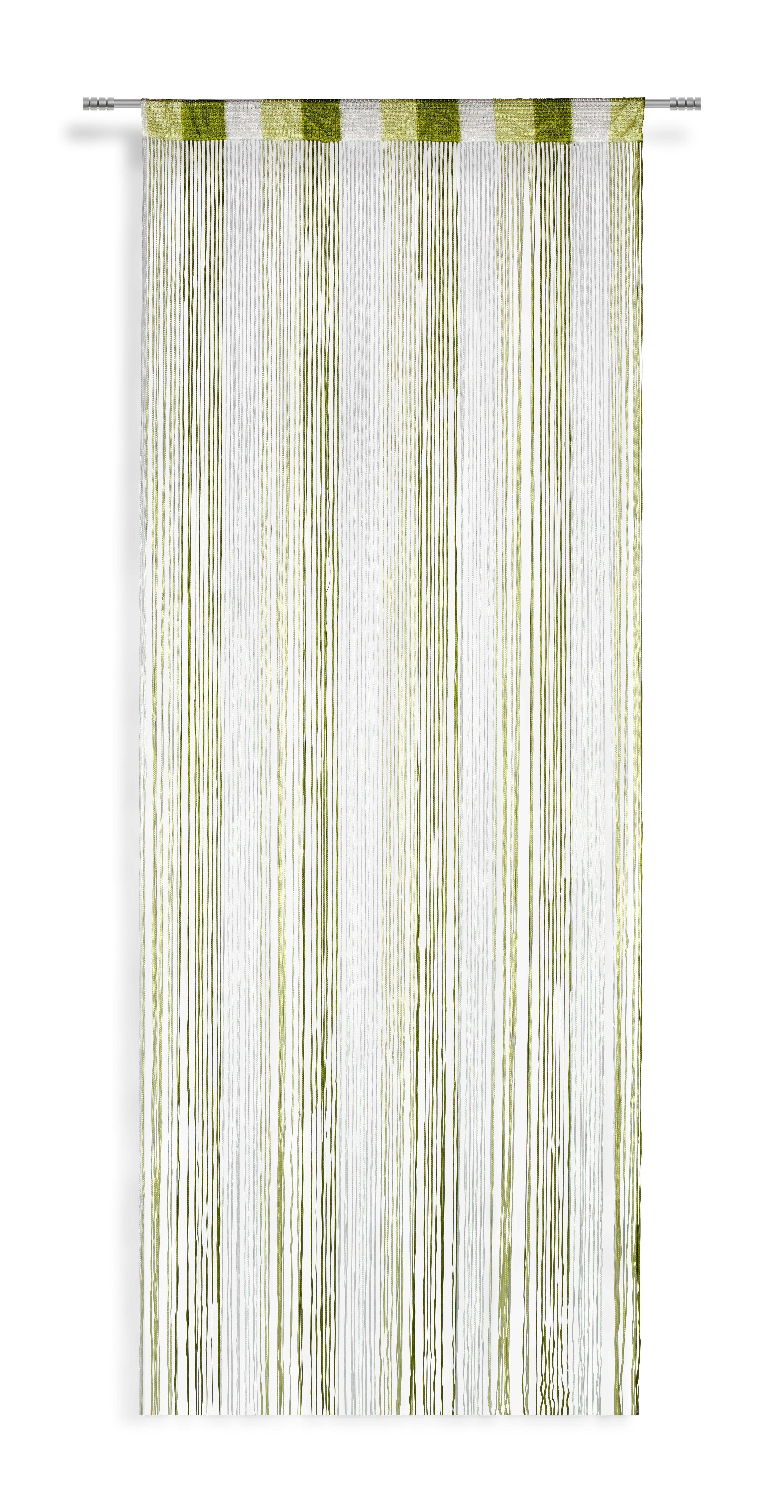 Fadenvorhang Stangendurchzug Rita B: 90cm, Grün/Weiß - Dunkelgrün/Weiß, KONVENTIONELL, Textil (90/245cm) - Luca Bessoni