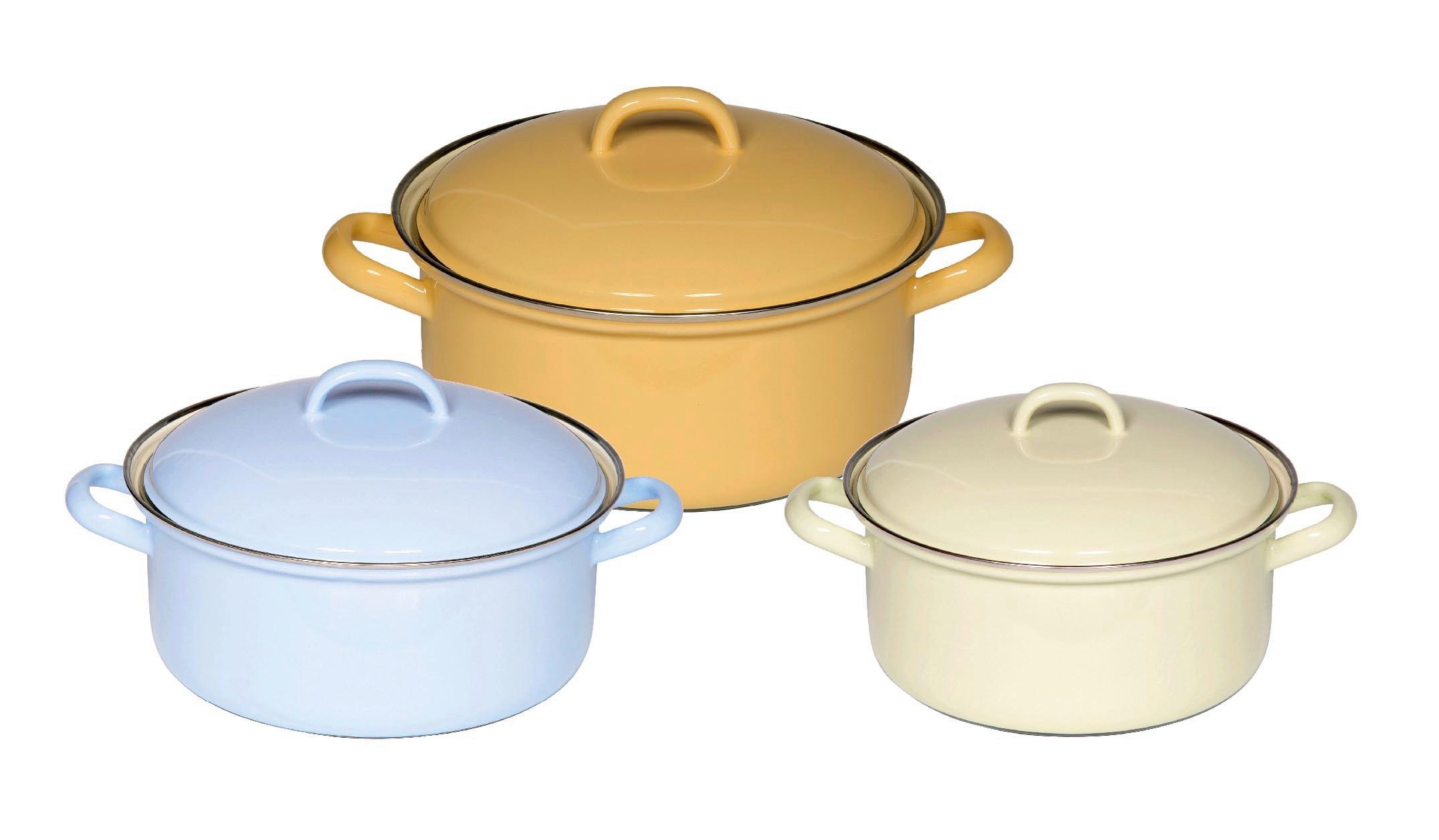 KOCHTOPFSET 0138-006 BUNT PASTEL - Blau/Gelb, Basics, Metall (38/28,5/28cm) - Riess