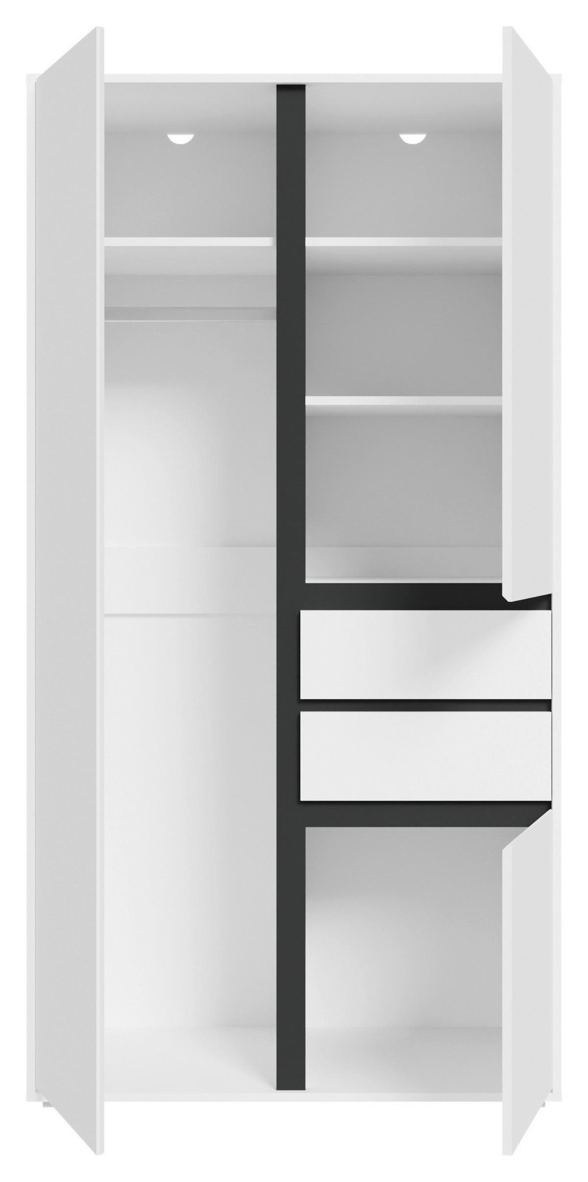 DREHTÜRENSCHRANK Falun Weiß B: 100cm - Weiß, MODERN, Holzwerkstoff (100/194/56cm) - MID.YOU