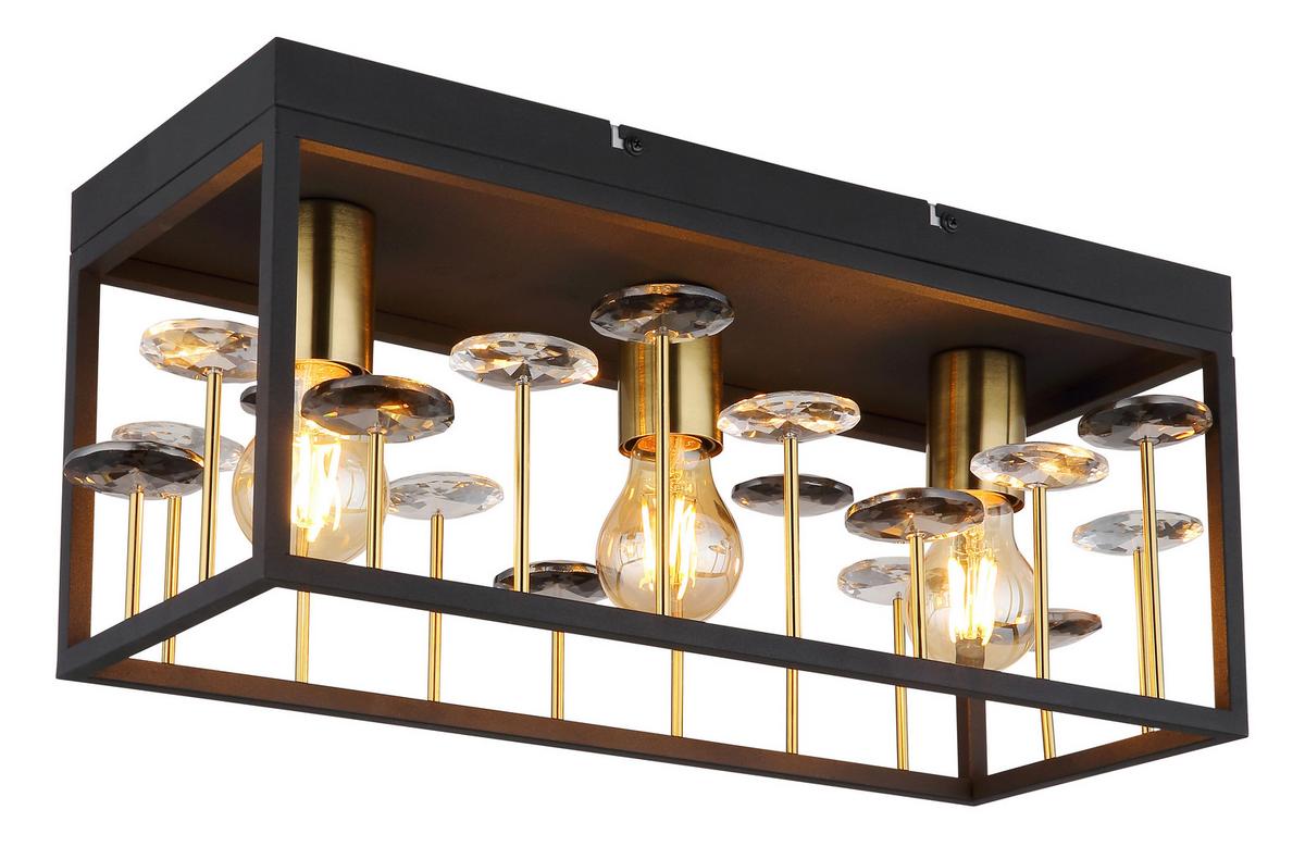 Deckenleuchte 15644d - Klar/Goldfarben, Basics, Glas/Metall (45/18/20cm) - Globo