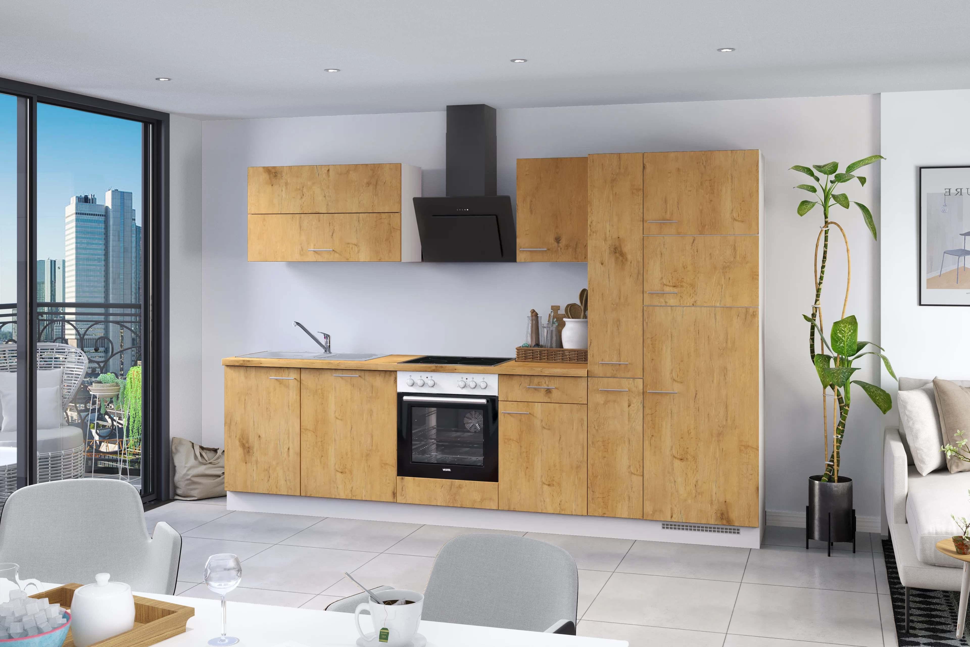 Küchenblock Ip1200 - Eichefarben, Basics, Holzwerkstoff (310cm) - Impuls