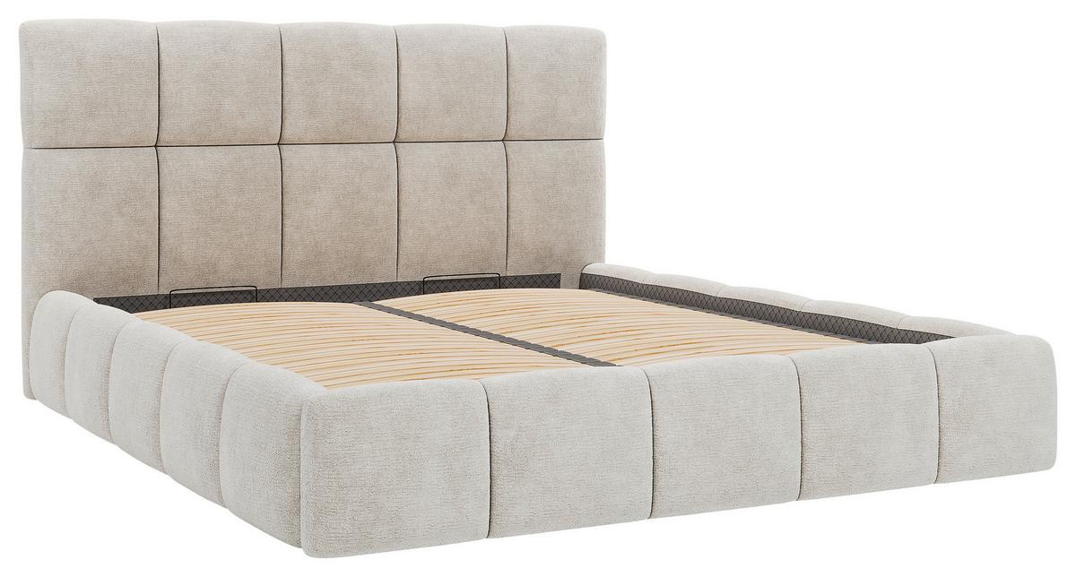 Polsterbett Cherry Chenille Beige, Lf: 180x200 cm - Beige/Schwarz, MODERN, Holz/Holzwerkstoff (180/200cm) - MID.YOU