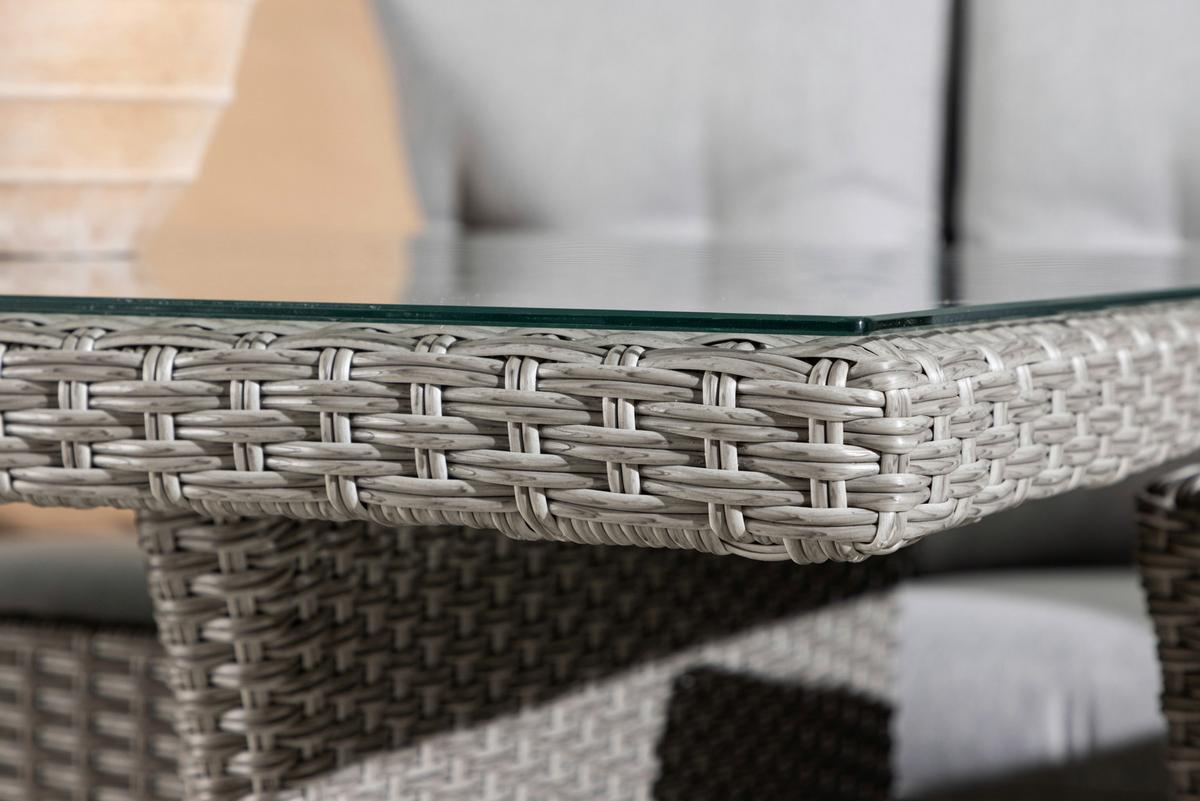 Loungegarnitur 4-Tlg Brentwood aus Kunststoff/Glas mit Kissen - Grau, KONVENTIONELL, Glas/Kunststoff - Gardenson