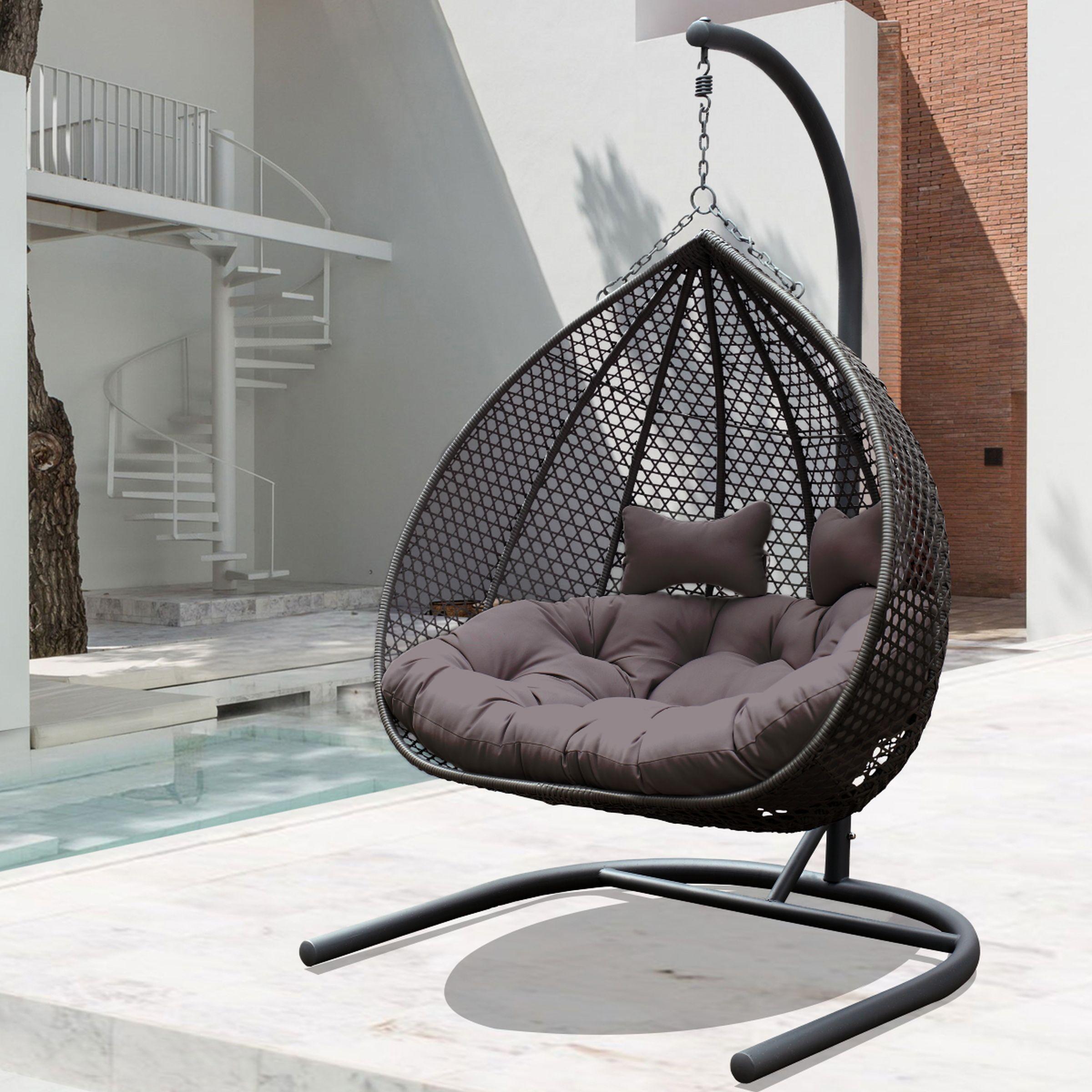 Xxl Závesné Kreslo Bari Vrátane Vankúšov - tmavosivá, Moderný, kov/textil (130/201/116cm) - Modern Living
