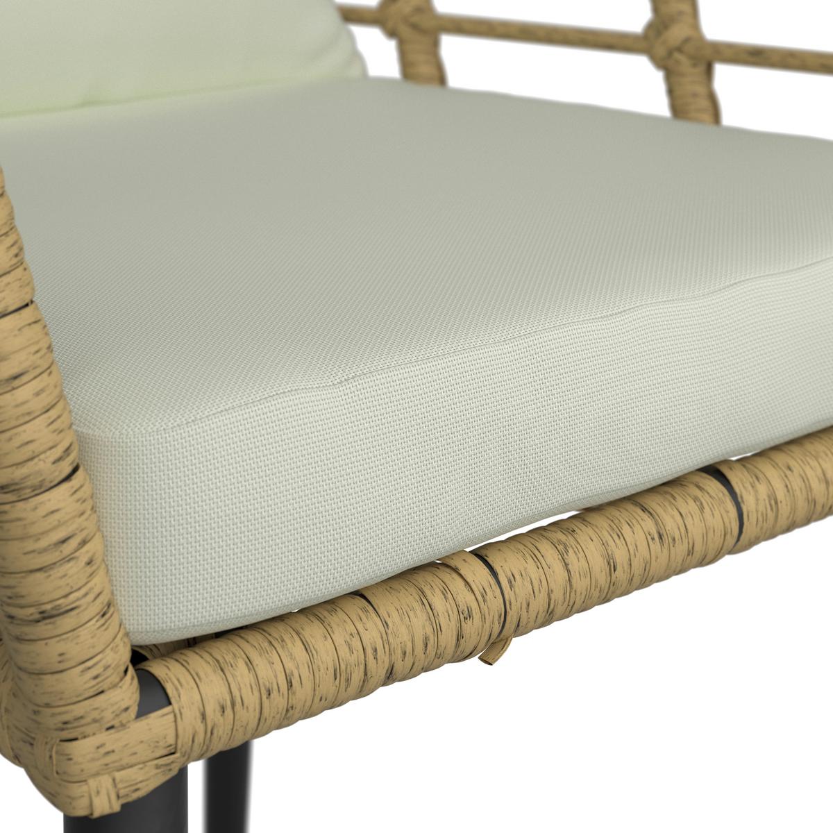 Balkonmöbel Set Sun Metall/ Kunststoff mit Kissen - Beige/Schwarz, MODERN, Glas/Kunststoff (56/72/66cm) - Beldano